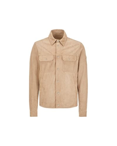 Moncler Corborant Leather & Suede Shacket - Natural