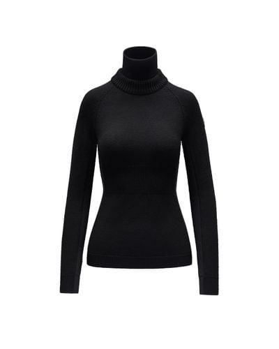 3 MONCLER GRENOBLE Jersey de cuello de cuello de lana grenoble moncler - Negro