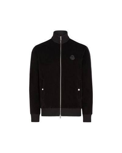 Moncler Chenille Zip-up Sweatshirt Black