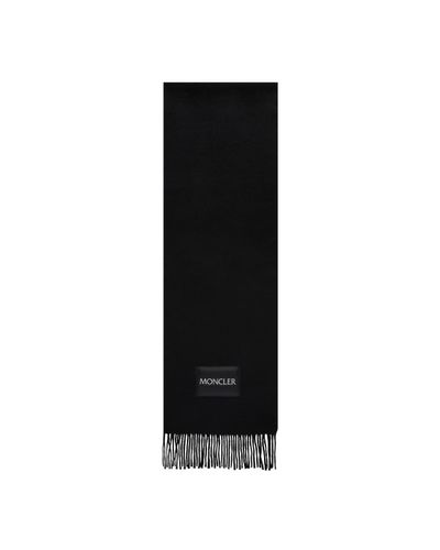 Moncler Wool Logo Scarf - Black