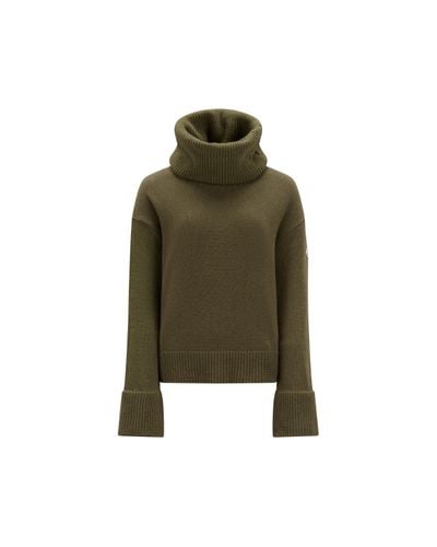 Moncler Wool Polo Neck Sweater - Natural
