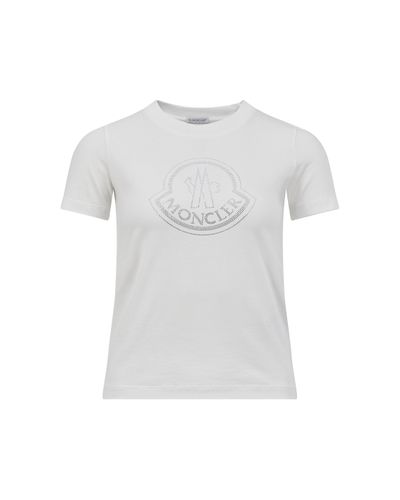 Moncler T-shirt avec logo en cristaux - Blanc