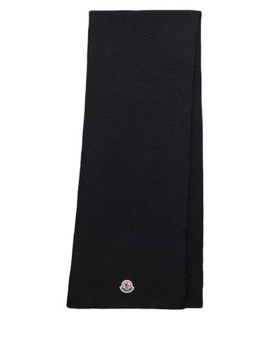 Moncler Rib-knit Logo Scarf - Blue