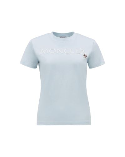 Moncler T-shirt à logo brodé - Bleu
