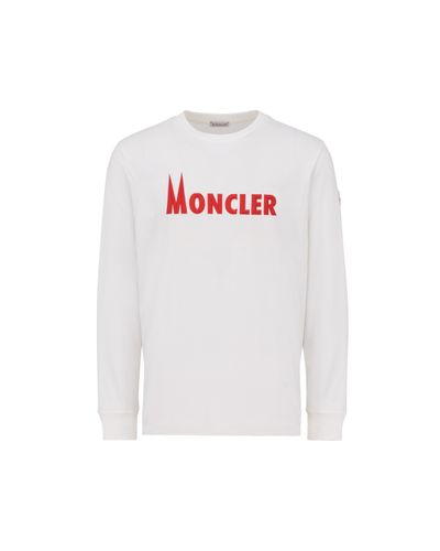 Moncler Langärmeliges t-shirt mit logo - Weiß