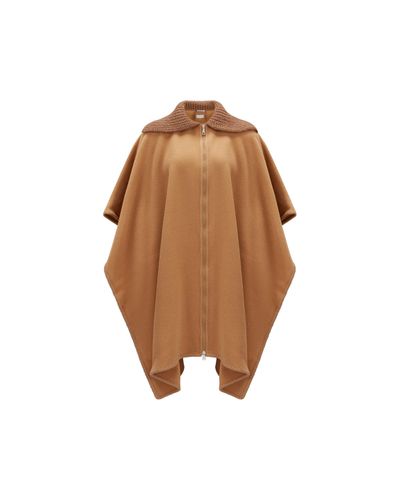 Moncler Abrigo estilo capa con cuello de canalé - Marrón