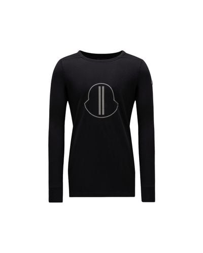 Moncler X rick owens langärmeliges t-shirt mit logo - Schwarz