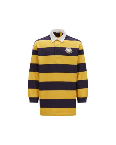 Moncler X Palm Angels Striped Long Sleeve Polo Shirt - Yellow