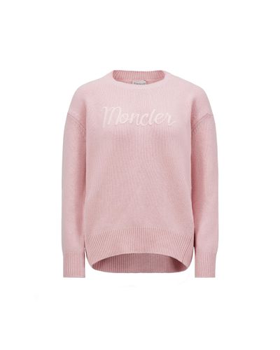Moncler Embroidered Wool & Cashmere Jumper - Pink