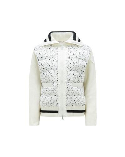 Moncler Wattierte strickjacke aus tweed - Weiß