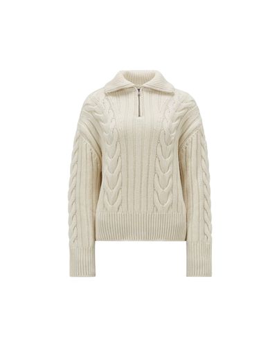Moncler Cable Knit Cashmere Polo Neck Sweater - Gray