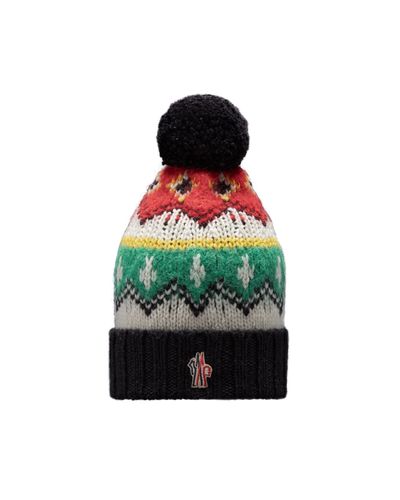 3 MONCLER GRENOBLE Alpaca & Wool Jacquard Beanie - Green