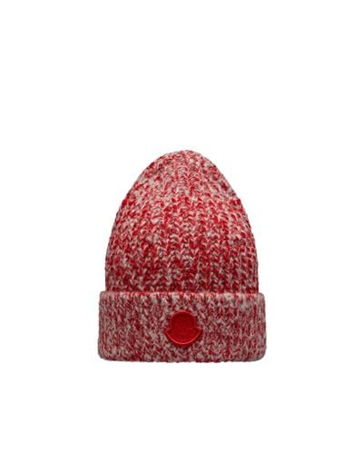 Moncler Mouliné Wool Beanie - Red