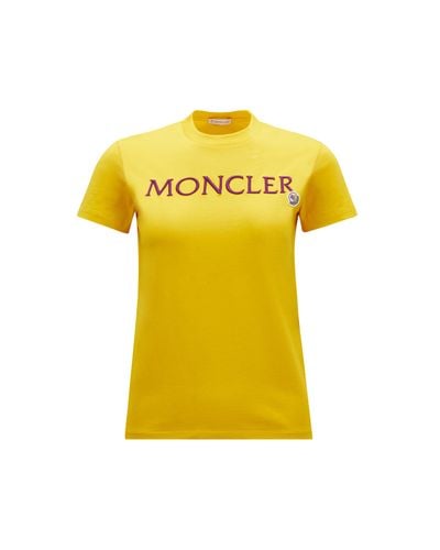 Moncler Logo Embroidered T-Shirt - Yellow