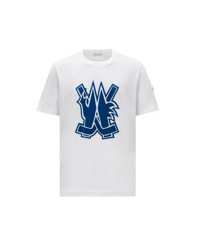Moncler T-shirt logata stile hockey - Blu