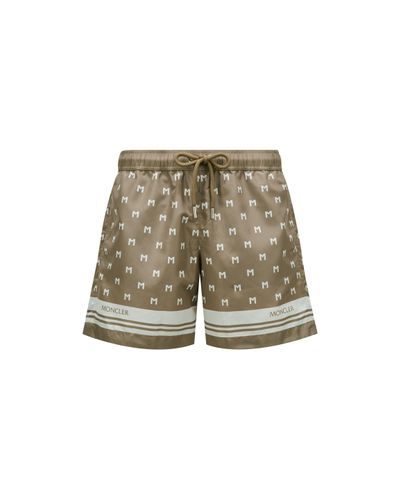 Moncler Monogram Print Swim Shorts - Brown