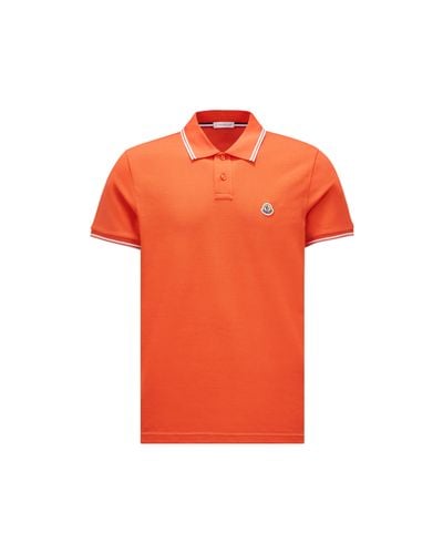 Moncler Poloshirt mit logoaufnäher - Orange