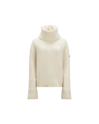 Moncler Wool Polo Neck Jumper - Natural