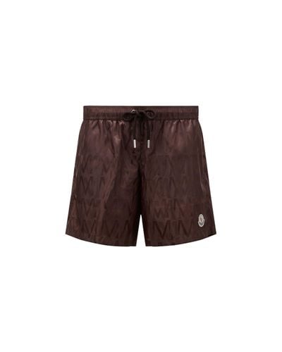 Moncler Monogram Jacquard Swim Shorts - Brown
