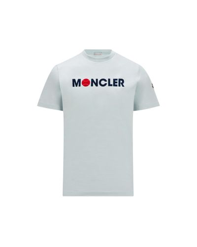 Moncler T-shirt à logo floqué - Bleu