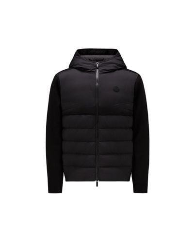Moncler Zip-up hoodie aus wattierter baumwolle - Schwarz