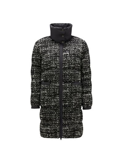 Moncler Manteau doudoune Rhone en tweed - Noir