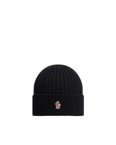 3 MONCLER GRENOBLE Ribbed Knit Wool Beanie - Black
