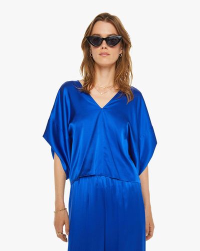 SABLYN Lido V-Neck T-Shirt With Fold Back Lapis T-Shirt - Blue
