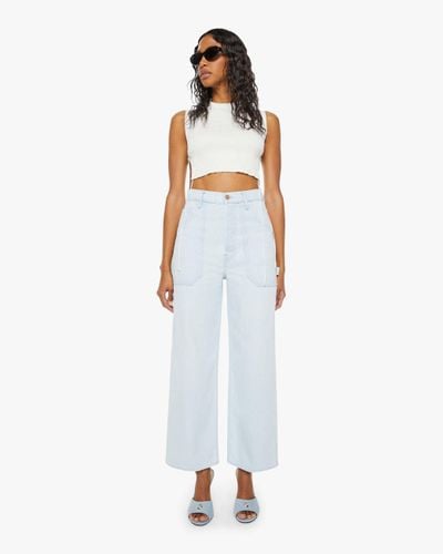 Mother Snacks! High Waisted Smoothie Carpenter Ankle Over Ice Jeans - White