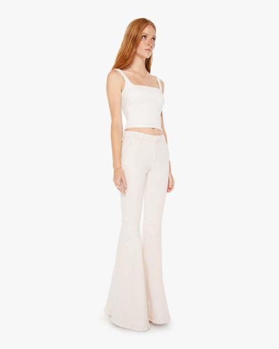 Mother The Super Cha Cha Prep Heel Crystal Jeans - White