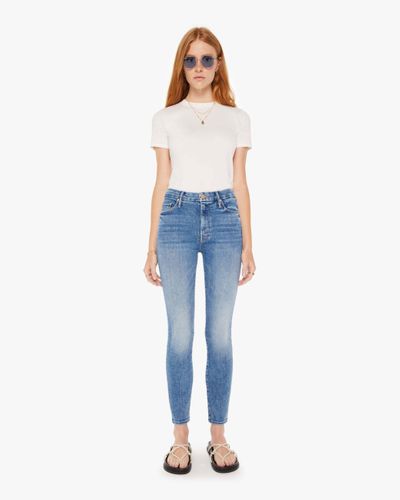 Mother High Waisted Looker Ankle On The Road Jeans - Blue