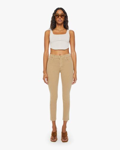 Mother The Mid Rise Dazzler Ankle Fray Prairie Sand Jeans - Natural