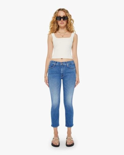 Mother The Mid Rise Dazzler Crop Different Strokes Jeans - Blue