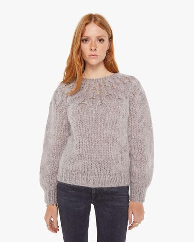 Maiami Mohair Honeycomb Pleated Pullover Concrete Sweater - Gray