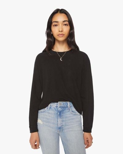 Mother The L/s Slouchy Cut Off T-shirt - Black