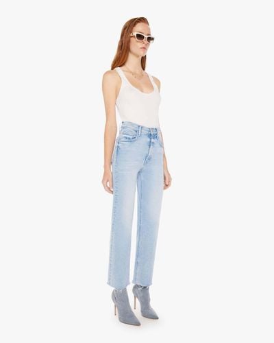 Mother The Tripper Ankle Fray Big Hair Don't Care Jeans - Blue