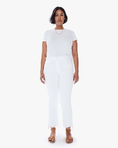 Mother The Insider Crop Step Fray - White