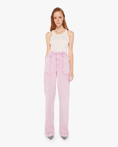 Mother High Waisted Patch Pocket Spinner Heel Smokey Grape Trousers - Pink