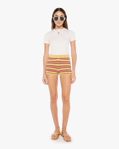 Mother High Waisted Blissful Bootie Shorts Mustard Stripe - White