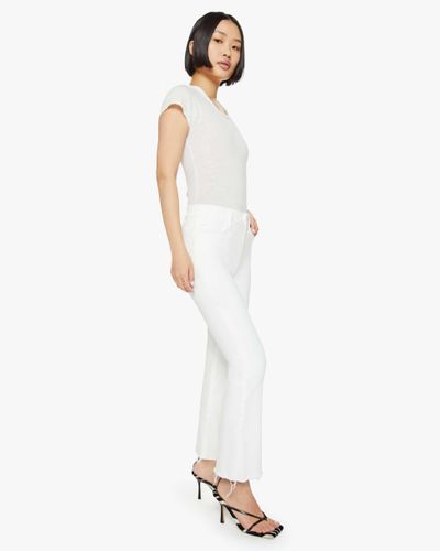 Mother Petites The Lil' Hustler Ankle Fray Fairest Of Them All Jeans - White