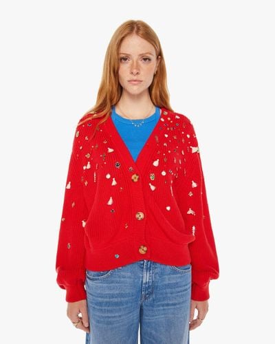 Mother The Bell Sleeve Crop Cardigan Full Of Charm Sweater - Red