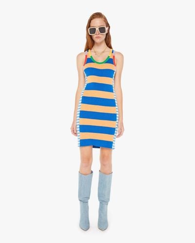 Mother The Chin Ups Mini Dress Multi Navy Stripe Skirt - Blue