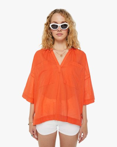 Mother The Down-the-middle Pop Over Fiesta Shirt - Orange