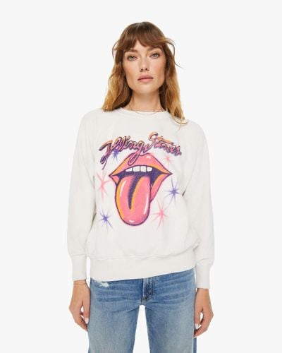 MadeWorn Rolling Stones Airbrush Shrunken Sweatshirt Vintage T-shirt - White