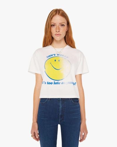 Mother The Grab Bag Crop T-Shirt Don'T Worry T-Shirt - White
