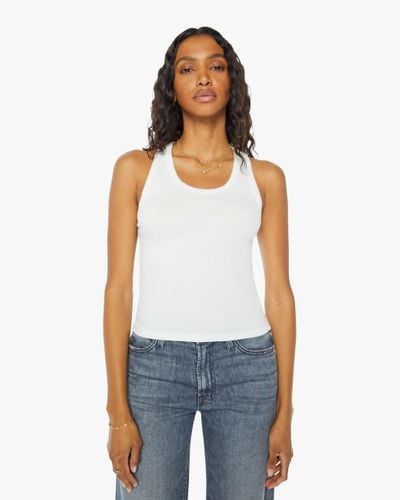 SPRWMN Rib Fitted Scooped Tank Top - White