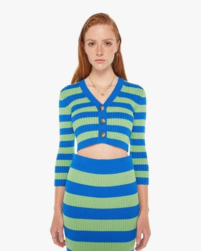 Mother The Midnight Cardigan Crop Spoons Jumper - Blue