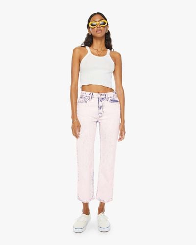 Mother High Waisted Rider Ankle Paint On My Palette Jeans - Pink