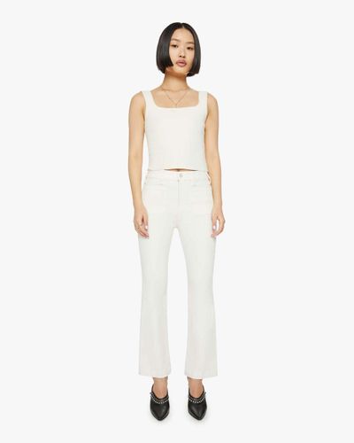 Mother Petites The Lil' Hustler Patch Pocket Flood Cream Puffs Jeans - White