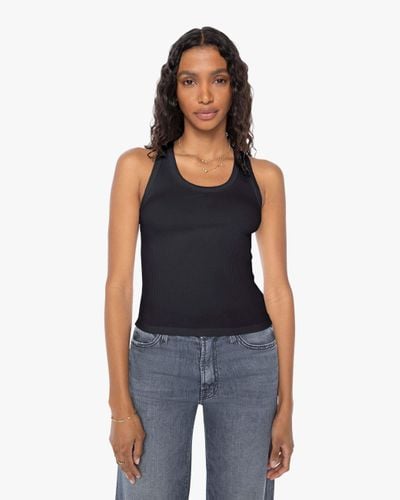 SPRWMN Rib Fitted Scooped Tank Top - Blue